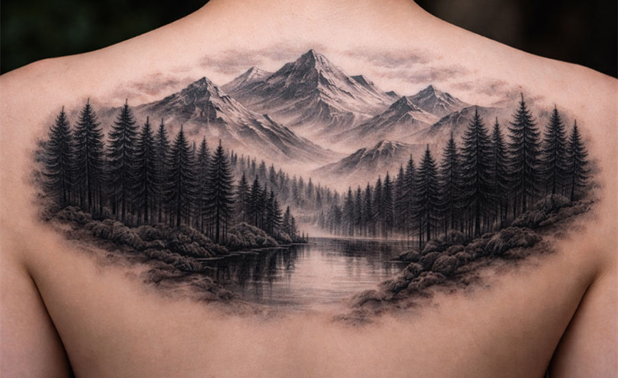 Mountain and Forest Tattoo