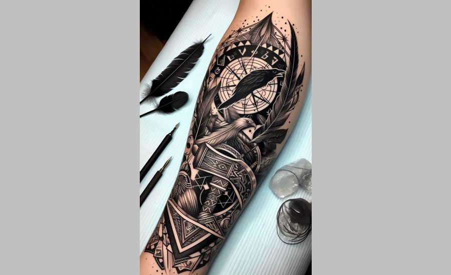 Norse-Inspired Sleeve Tattoos